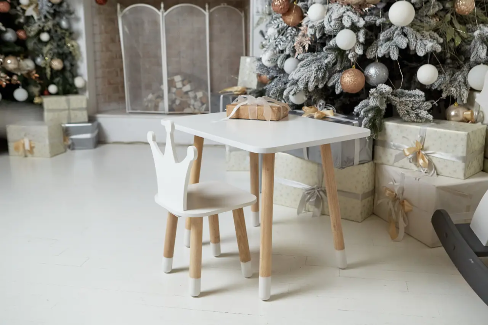 Дитячий прямокутний столик (Білий) та стільчик Корона (Біла) Київ - фото 7