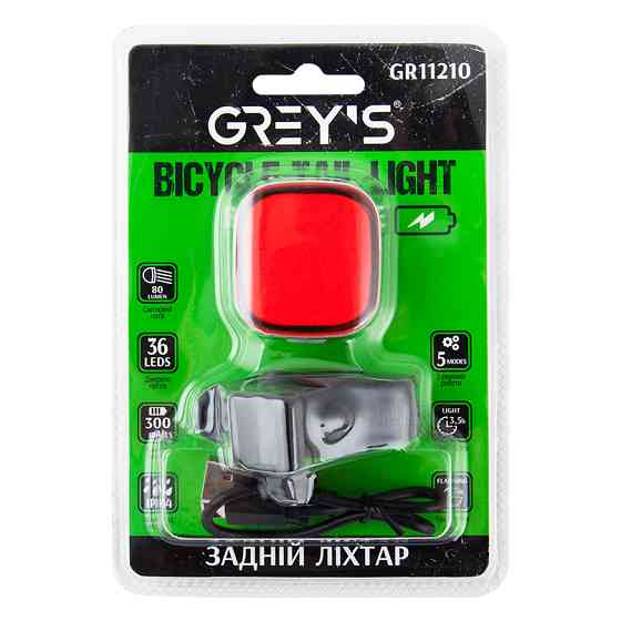 Ліхтарик на велосипед задній 36xLEDs 80lm 300mAh microUSB Львів