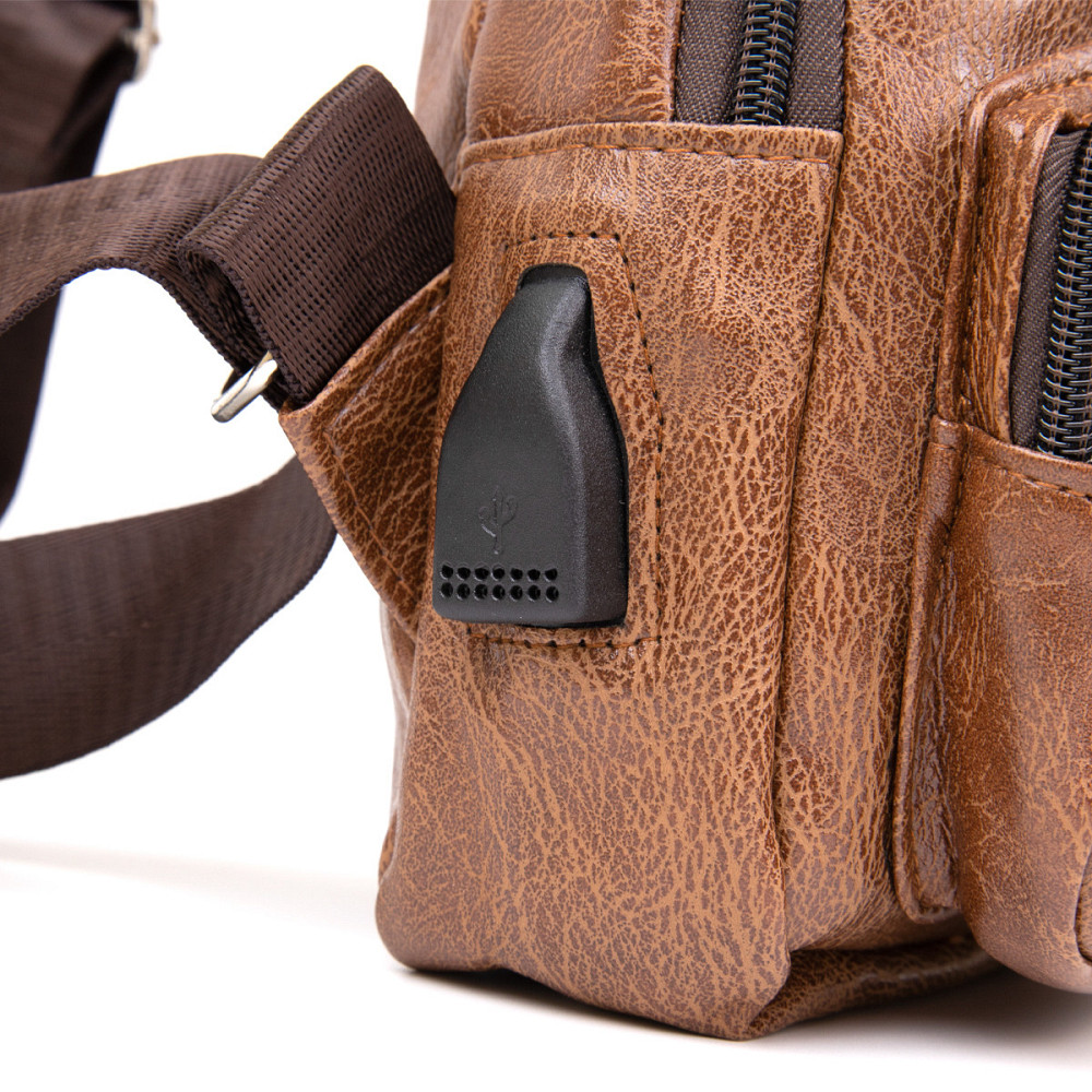 Сумка кросс боди смарт из кожзама Рыжая (Vintage) Киев - изображение 7