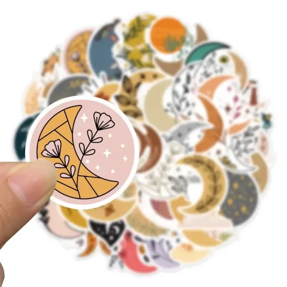 Набор стикеров в стиле бохо – солнце и луна, 50 шт Киев