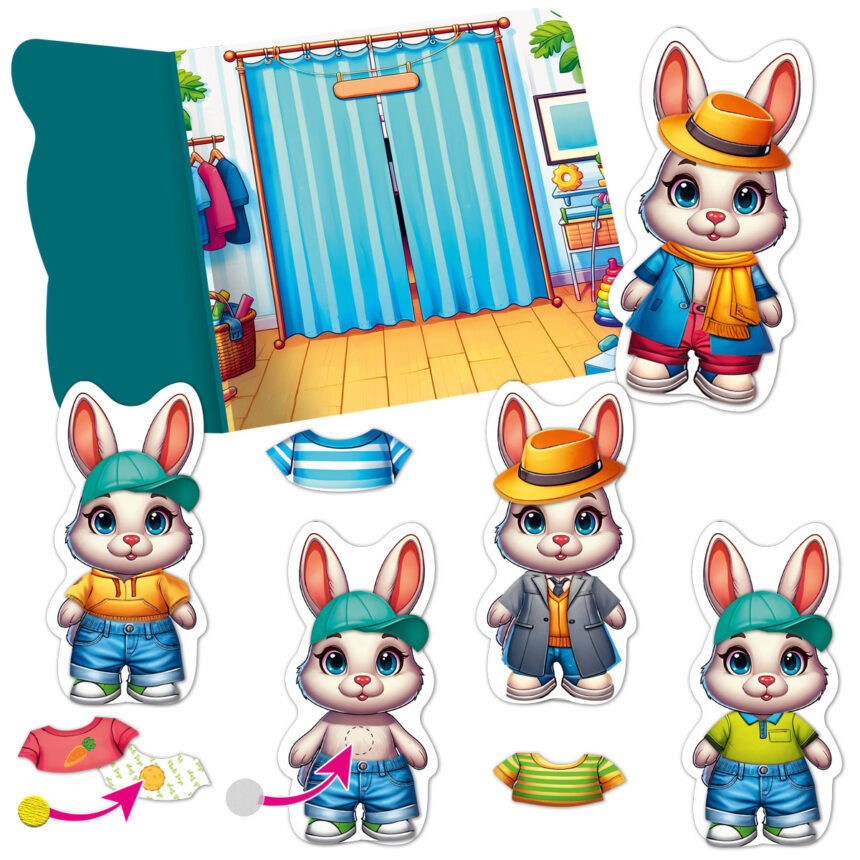 Гра розвиваюча з липучками "Зайчик" VT1320-04, 10 елементів одягу Вінниця - фото 2