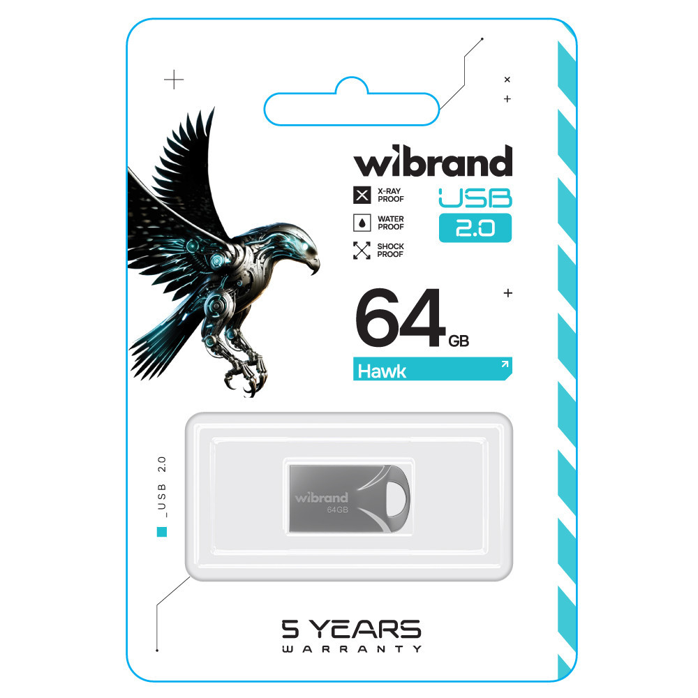 Флеш-накопитель Wibrand USB 2.0 Hawk 64Gb Silver Киев - изображение 2