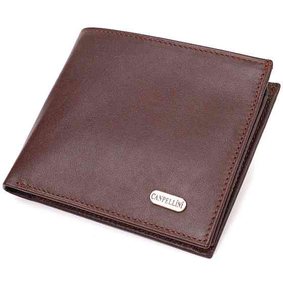 Оригінальне чоловіче портмоне з натуральної гладкої шкіри CANPELLINI 21782 Темно-коричневе Київ