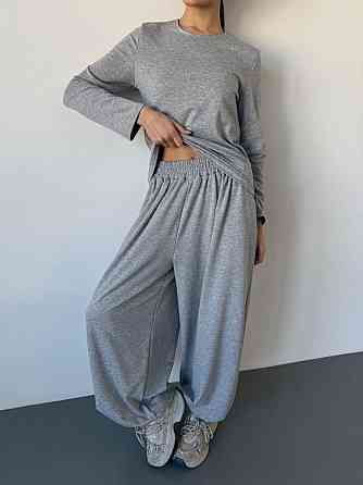 Женский повседневный прогулочный костюм двойка: кофта и брюки турецкая двунить Светло-серый, 46/48 Одесса