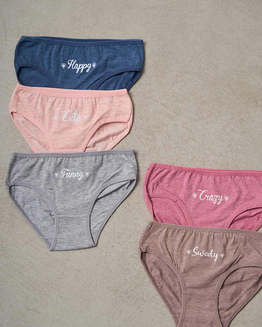 Дитячі трусики на дівчинку, однотонні — з написами (5 шт.) Nicoletta 140487 2-3 Київ - фото 2