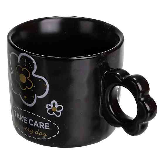 Оригинальная черная фарфоровая кружка для чая и кофе Киев