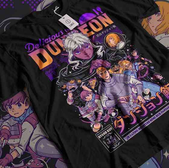 Футболка для хлопчика з аніме принтом Сенсхі Сенсхі Фоод Делікіоус оверсайз (зріст від 165 до 180) Чорний AnimeJ1142m Дніпро