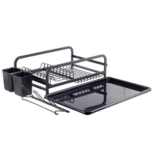 Сушарка для посуду 41,5*13,5*28см з піддоном алюміній чорний 0752 KAMILLE Житомир - изображение 4