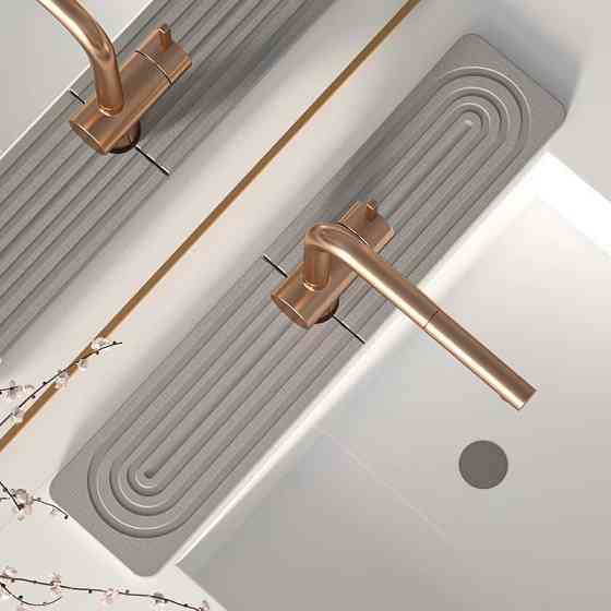 Набор для ванной комнаты и душа коврик для ног,подставка,накладка-коврик на раковину,цвет темно-серый Каменец-Подольский