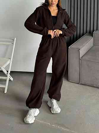 Жіночий теплий повсякденний комбінезон двосторонній поліс фліс Шоколад Одеса