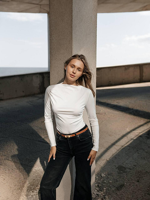 Жіночий базовий боді з драпіруванням мікро дайвінг Молочний, 42/44 Одеса - фото 6