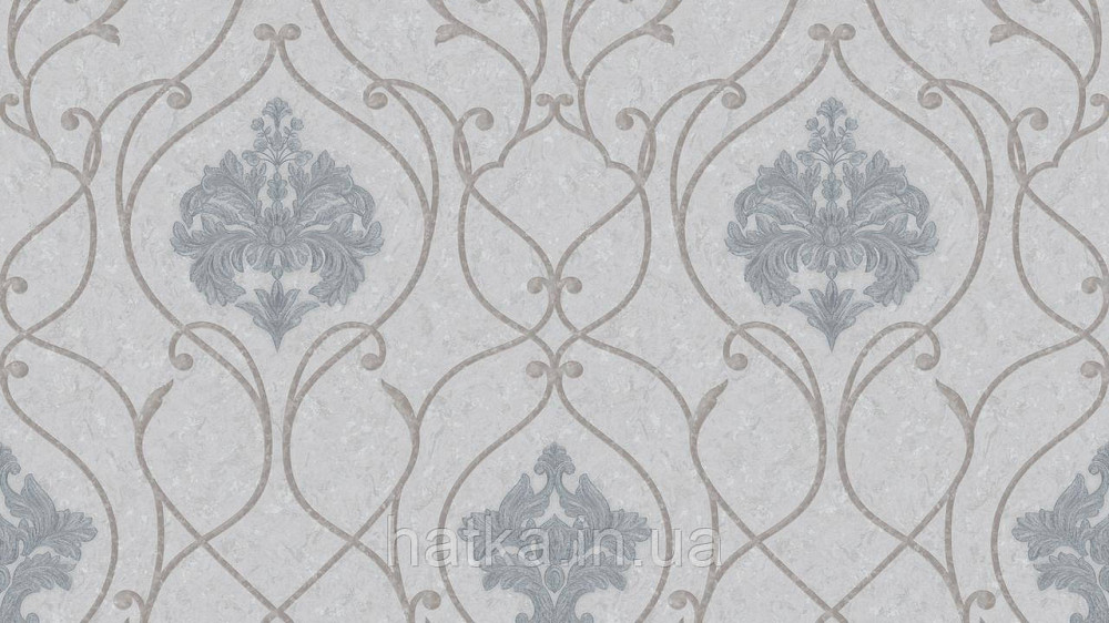 Шпалери метрові вінілові на флізеліні Sintra Classic класика вензелю завитки структурне срібло золото на бежевому 423233 Київ - фото 1