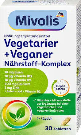 Mivolis Vegetarier und Veganer Nährstoff-Komplex, Tabletten 30 St Міволіс Вегетаріанський і веганський комплекс поживних речовин Львів
