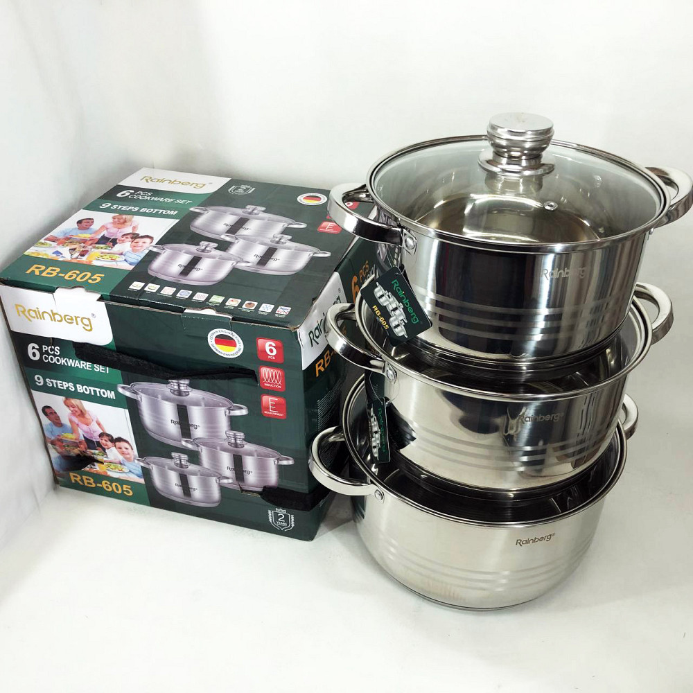 Набор кастрюль хорошего качевства Rainberg RB-605 8 шт, Набор кастрюль для электроплиты RD-25 Львов - изображение 3