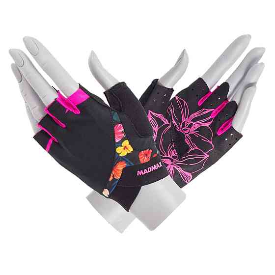 Перчатки для фітнесу MadMax MFG-770 Flower Power Gloves Black/Pink XS Кам'янське