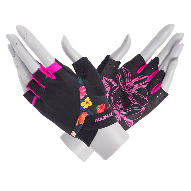 Рукавички для фітнесу MadMax MFG-770 Flower Power Gloves Black/Pink XS Каменское - изображение 1