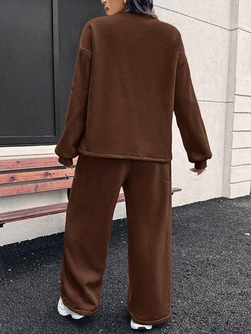 Жіночий прогулянковий костюм-двійка з термонакатом двонитка Шоколад, 42/46 Одеса - фото 3