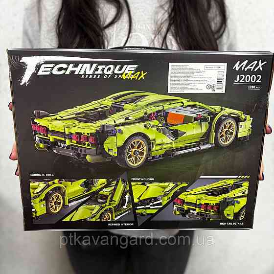Конструктор на радиоуправлении машинка Ламборгини Сиан 1280 деталей с пультом зеленая J 2002 M Хмельницкий
