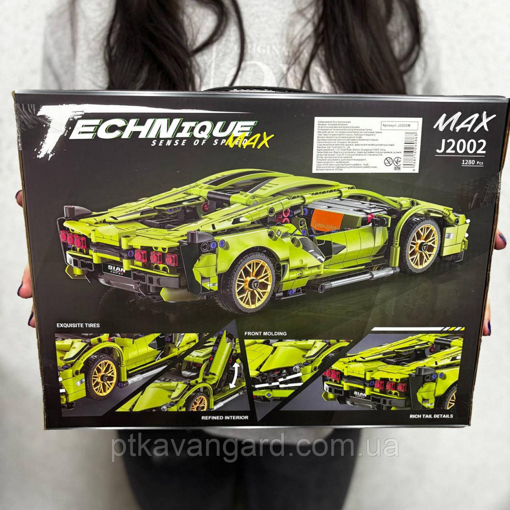 Конструктор на радиоуправлении машинка Ламборгини Сиан 1280 деталей с пультом зеленая J 2002 M Хмельницкий - изображение 6