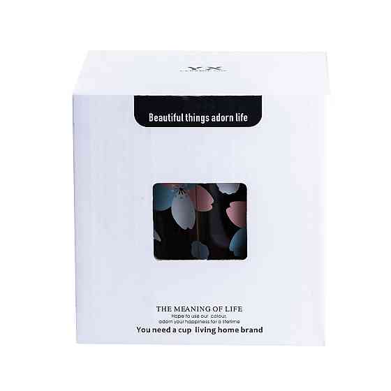 Happy Life Чашка скляна 500 мл з ложкою та кришкою Блакитний HP7213BL Коломыя