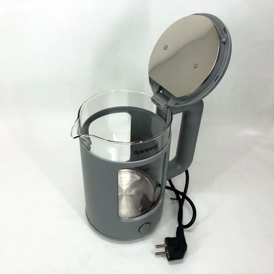 Сучасний електрочайник скляний Rainberg RB-2220 2200 Вт 2 л, Чайник дисковий, Тихий побутовий чайник TK-45 Івано-Франківськ - фото 2