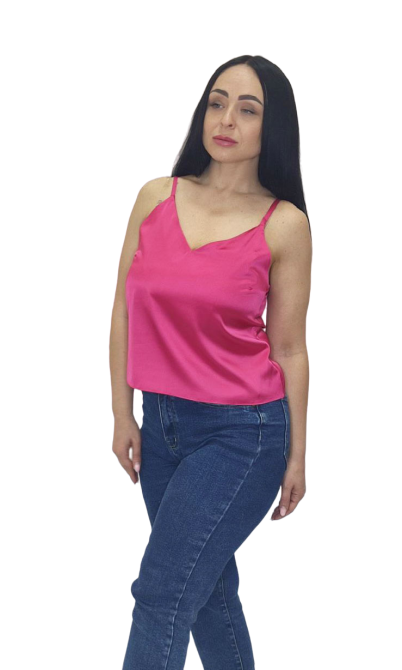 Шелковая майка на тонких бретельках Малиновый M/L Харьков - изображение 3