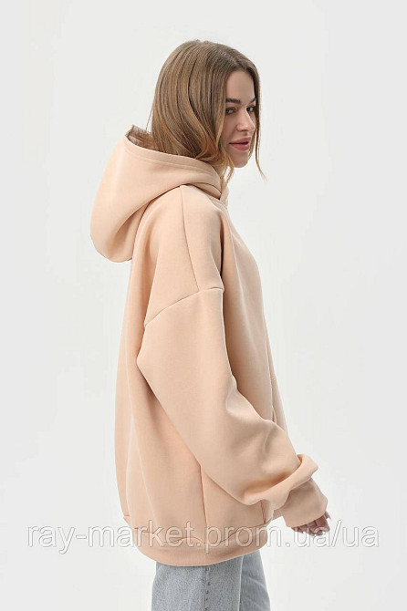 Худи оверсайз женское утепленное RAY OVERSIZE бежевое (U0404W-Cream) 2XL/3XL Киев - изображение 3