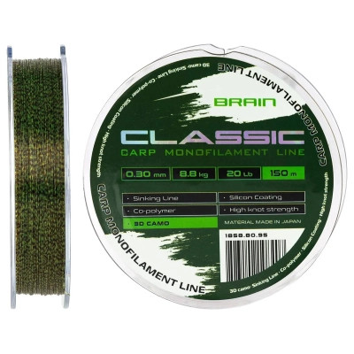 Волосінь Brain Classic Carp Line 3D (camo) 150m 0.30mm 20lb 8.8kg (1858.80.95) Вінниця - фото 1