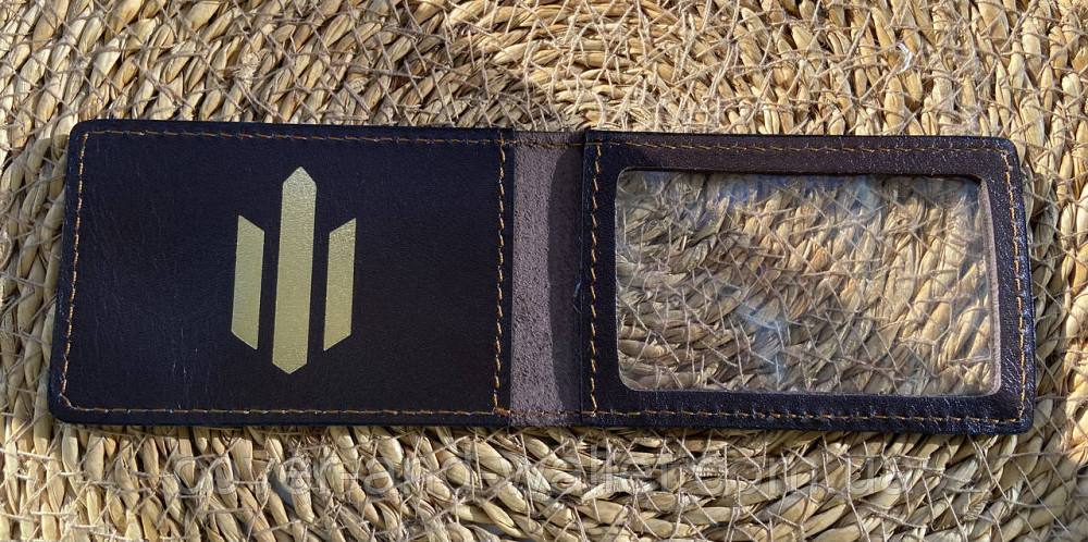 Шкіряна обкладинка на посвідчення ДБР коричневого кольору (тиснення золотом) PS Київ - фото 2