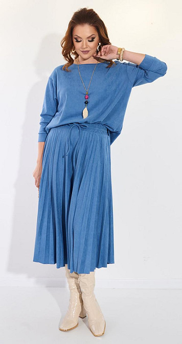 Замшевий костюм зі спідницею плісе (46) Київ - фото 4