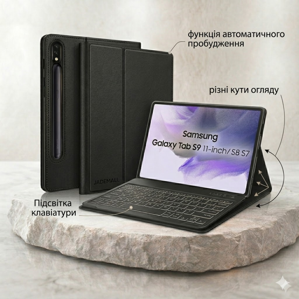 Чохол-клавіатура JADEMALL для Samsung Galaxy Tab S7 11 дюймів 2020, магнітна клавіатура QWERTZ з німецькою розкладкою Київ - фото 1