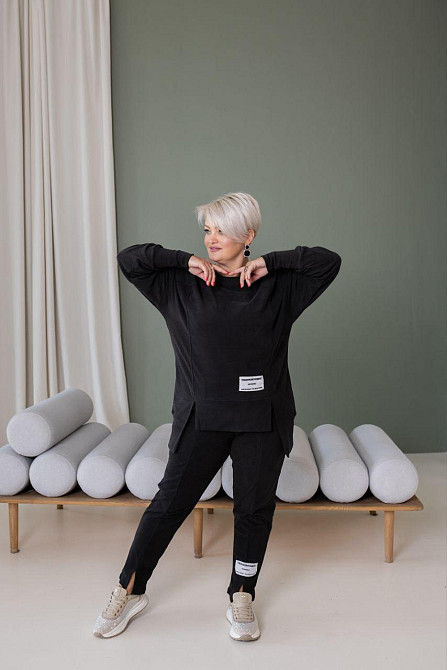 Женский теплый прогулочный костюм двойка батал пума плюш Черный, 60/64 Одесса - изображение 8