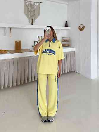 Женский стильный прогулочный костюм двойка трикотаж Желтый, M Одесса