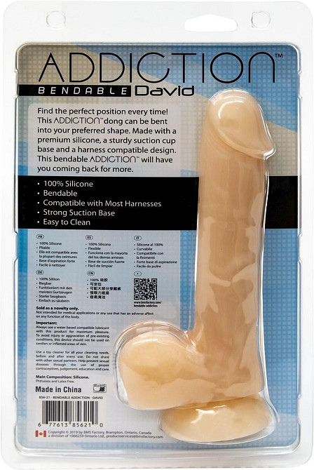 Фалоімітатор із пам’яттю форми, на присосці ADDICTION — DAVID 8″ Silicone Dong, віброкуля в подаруно Sex Aura Київ - фото 6