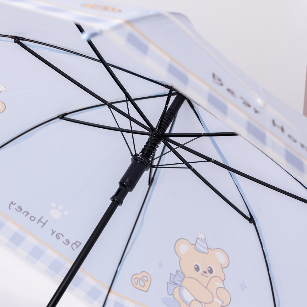 Класична дитяча парасолька-тростина напівавтомат з поліестеру міцна надійна 8 спиць діаметр 94 см Блакитний HP-23-11BL Київ - фото 2