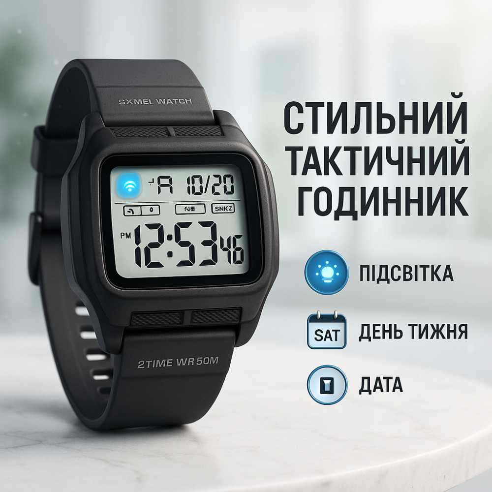 Годинник для кемпінгу з водозахистом SKMEI 2193BKWT, Чоловічий круглий спортивний годинник LQ-66 Львів - фото 3