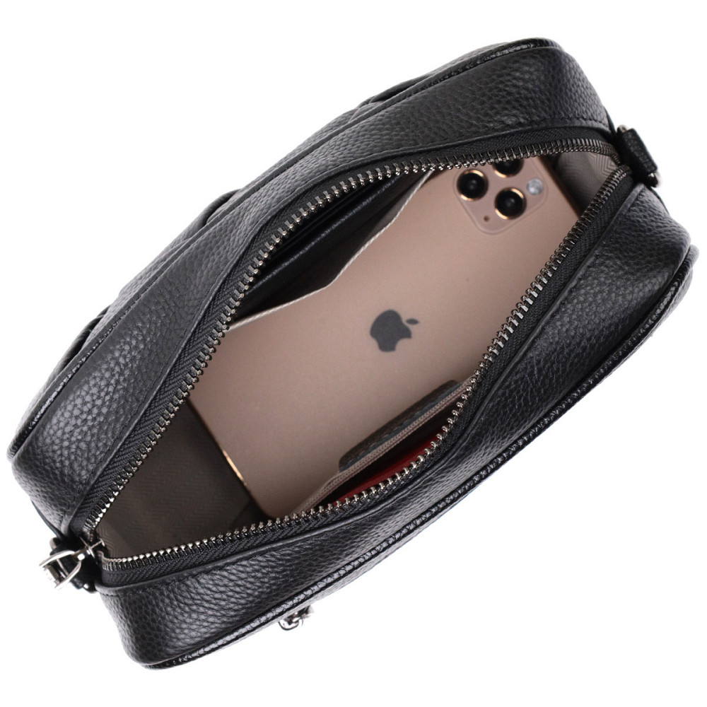 Жіноча сумка з палітуркою з натуральної шкіри Vintage 22406 Чорна Київ - фото 5