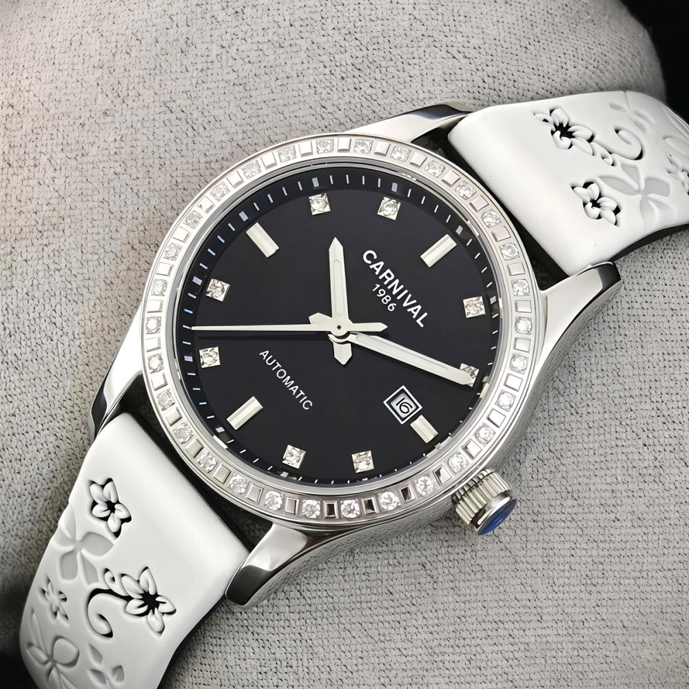 Часы женские механические Carnival Luiza Black Flower (2 ремешка) Винница - изображение 2