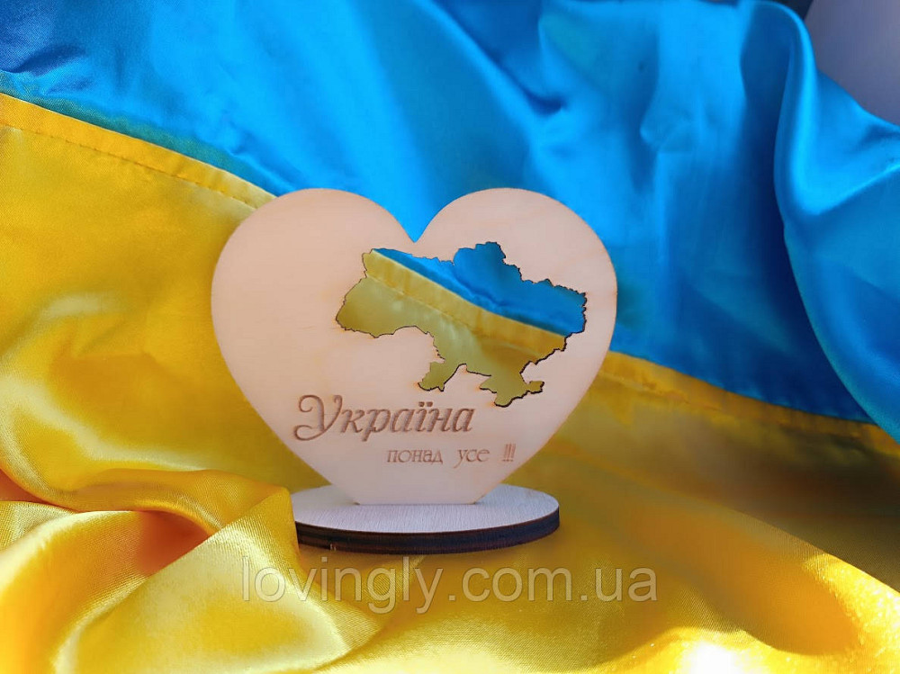 Патріотичний сувенір з дерева на робочий стіл  "Україна понад усе!" Ірпінь - фото 3