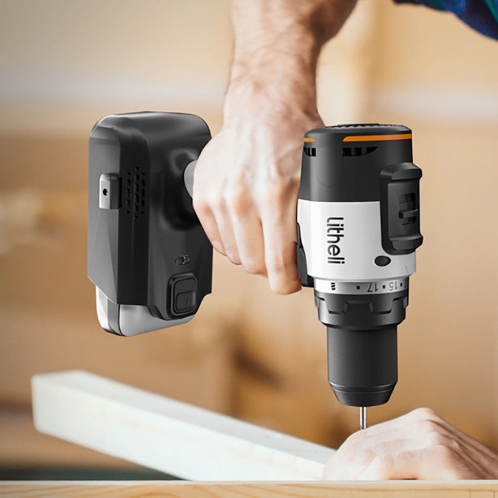 Акумуляторний ударний шурупокрут Litheli безщітковий, живлення від павербанку (УМБ Litheli Power Bank 20000 mAh, 45 W, 2А в комплекті) Київ - фото 2