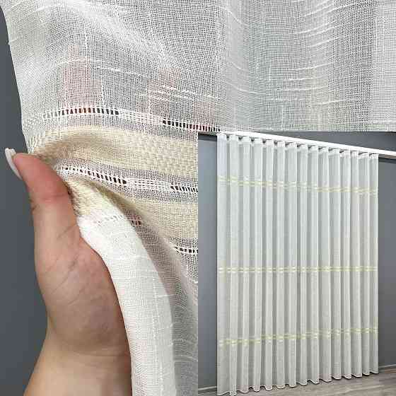 Тюль VR-Textil 2079т Мережка Льон Молочний з бежевим 300х250 см (42-1340) Київ
