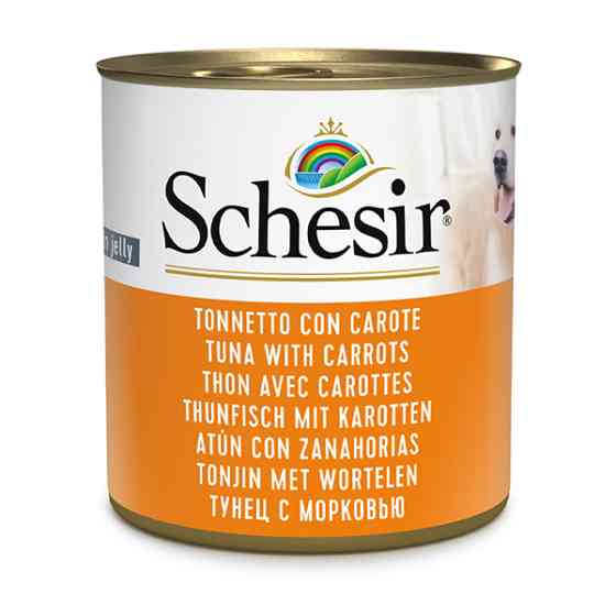 Schesir Tuna With Carrots ШЕЗИР ТУНЕЦ С МОРКОВЬЮ в желе натуральные консервы для собак, влажный корм, банка 285г Киев
