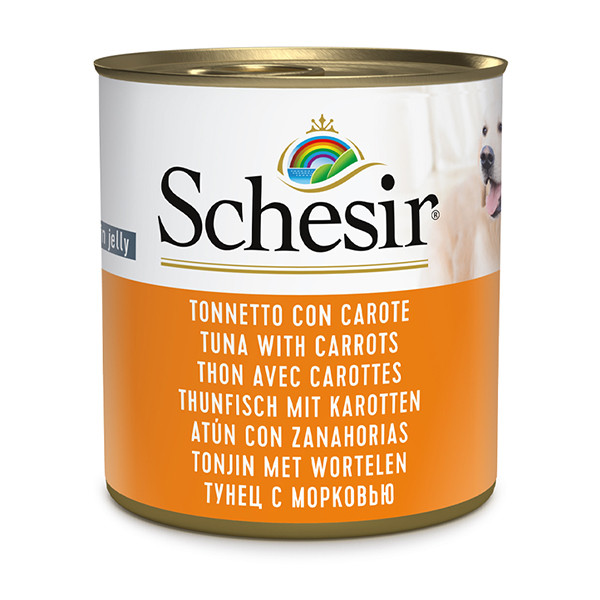Schesir Tuna With Carrots ШЕЗИР ТУНЕЦ С МОРКОВЬЮ в желе натуральные консервы для собак, влажный корм, банка 285г Киев - изображение 1