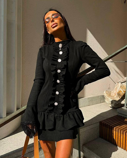 Женское стильное вечернее мини платье замш на дайвинге 46/48 Одесса - изображение 3