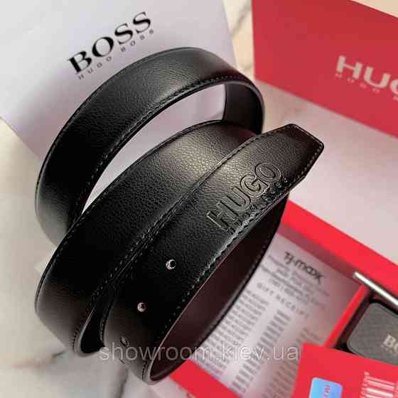 Чоловічий шкіряний ремінь з двома пряжками, подарункове упакування (219) Київ