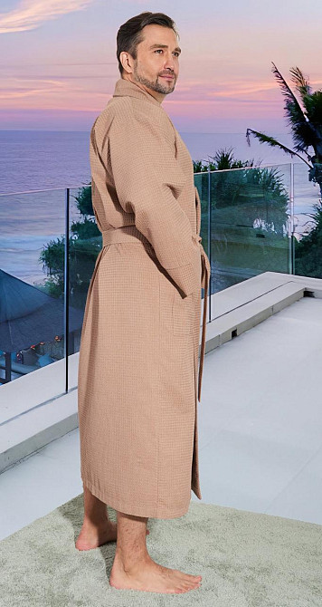 Чоловічий вафельний халат із вишивкою корисний подарунок (56-58) Київ - фото 4