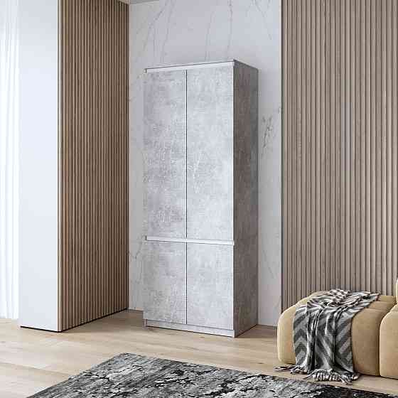 Шкаф для одежды VAYS, c полками, в спальню, современный, c фасадами без ручек R-24 Бетон-Белые планки Львов