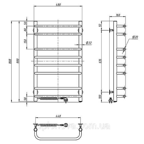 Полотенцесушитель Симфония 480х800 левый Черновцы