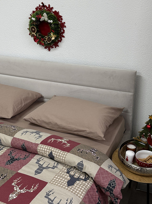 Ecotton Комплект постільної білизни Ecotton двоспальний 180х215 см червоний Олені новорічний Коломыя - изображение 1