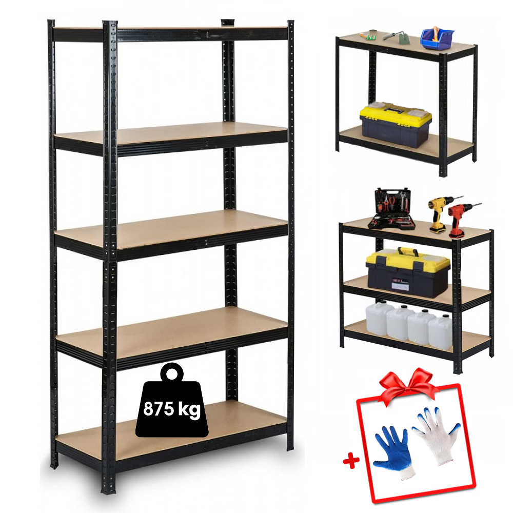 Металевий поличний стелаж вітрина з полицями Siker P9040 чорний 180х90х40 см Київ - фото 1